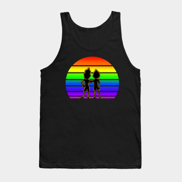 Rainbow Sunset with Luca and Alberto - Cartoon Black Tank Top by Smagnaferous